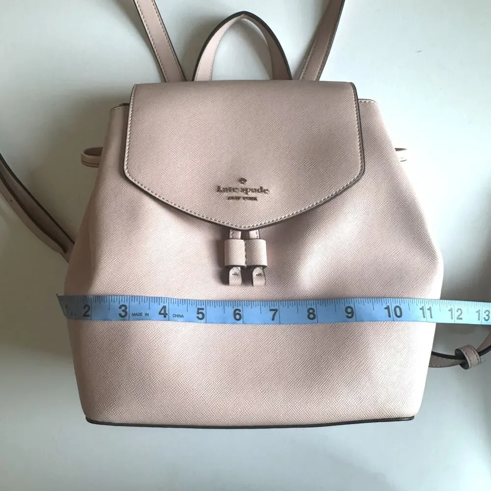 Kate Spade Lizzie Flap Backpack Womens Rose Smoke Pink Saffiano Leather Bag